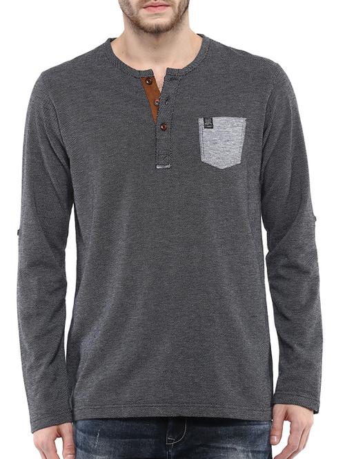 mufti mens black slim fit mid rise tshirts - 11716074 -  Standard Image - 0