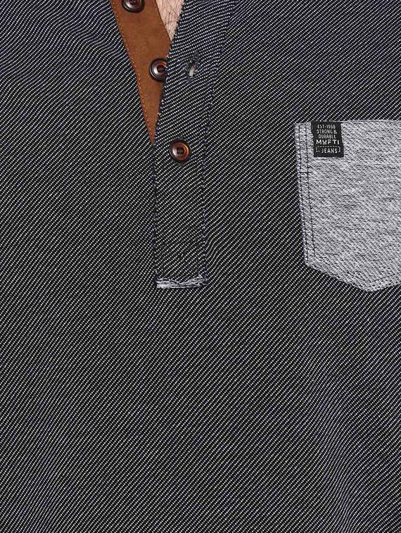 mufti mens black slim fit mid rise tshirts - 11716074 - Standard Image - 3