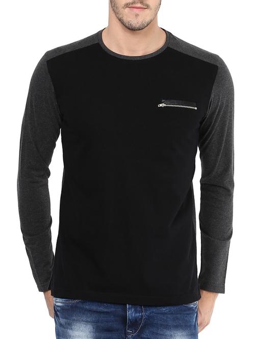 mufti mens black slim fit mid rise tshirts - 11716077 - Standard Image - 0