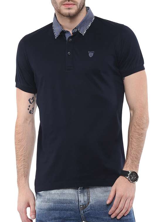 men navy blue cotton t-shirt - 11716091 - Zoom Image - 0