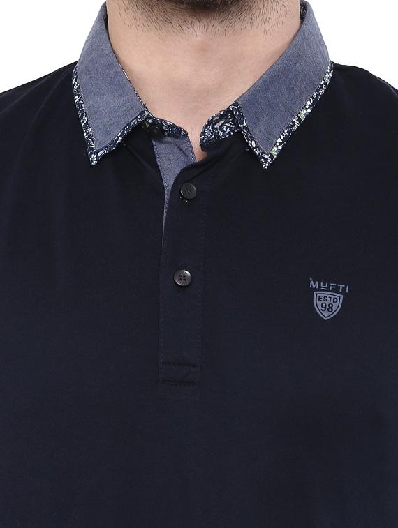 men navy blue cotton t-shirt - 11716091 - Standard Image - 3