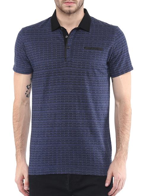 mufti mens blue slim fit mid rise tshirts - 11716111 - Standard Image - 0