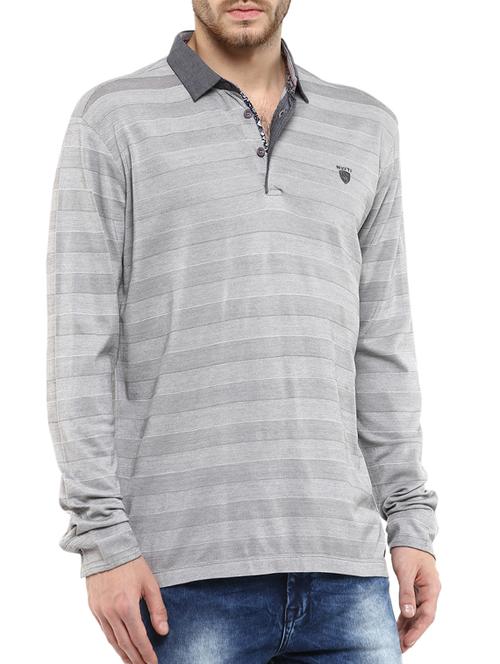 mufti mens grey slim fit mid rise tshirts - 11716117 - Standard Image - 0