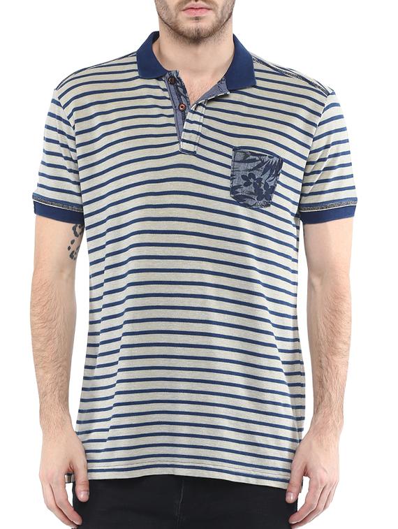 mufti mens khaki slim fit mid rise tshirts - 11716123 -  Zoom Image - 0