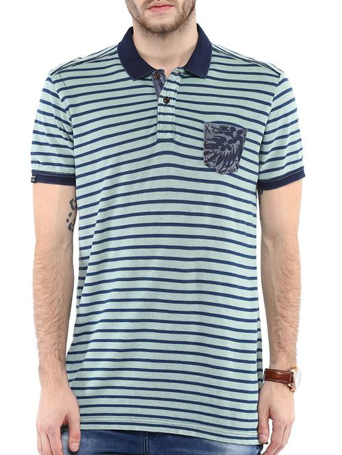 mufti mens green slim fit mid rise tshirts - 11716124 -  Standard Image - 0