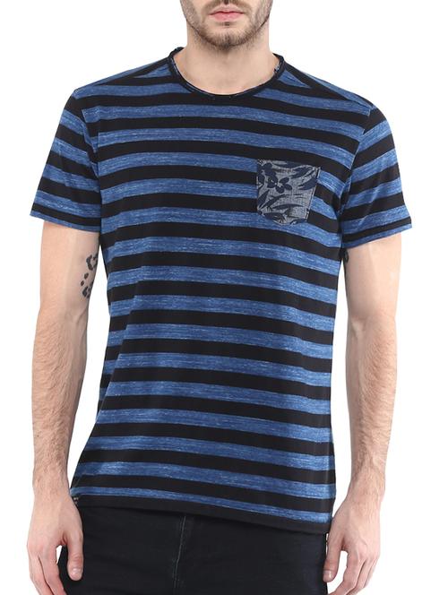mufti mens black slim fit mid rise tshirts - 11716127 - Standard Image - 0