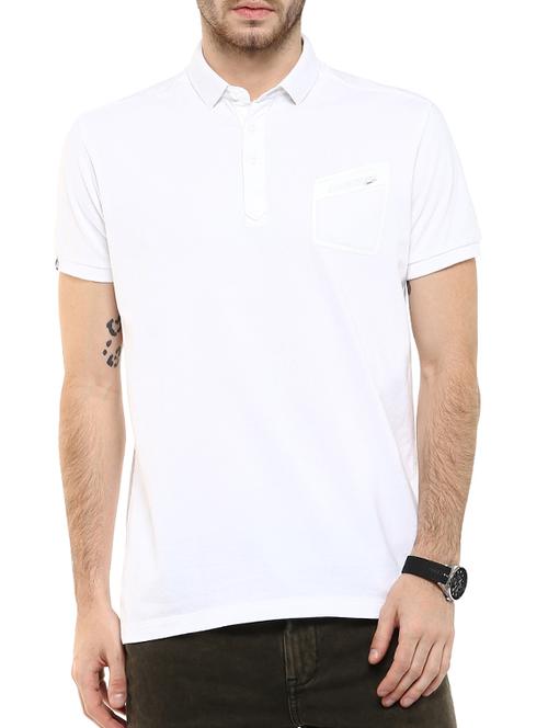 mufti mens white slim fit mid rise tshirts - 11716128 -  Standard Image - 0