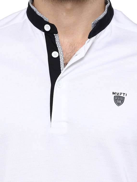 mufti mens white slim fit mid rise tshirts - 11716130 - Standard Image - 3
