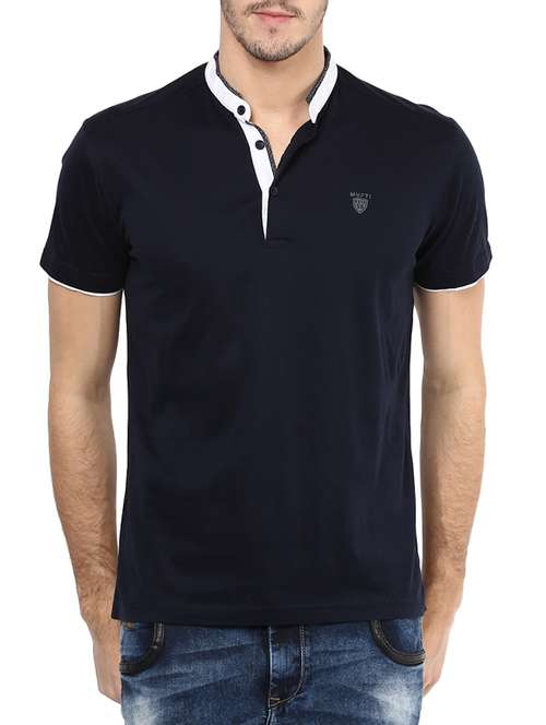 men navy blue cotton t-shirt - 11716131 - Standard Image - 0
