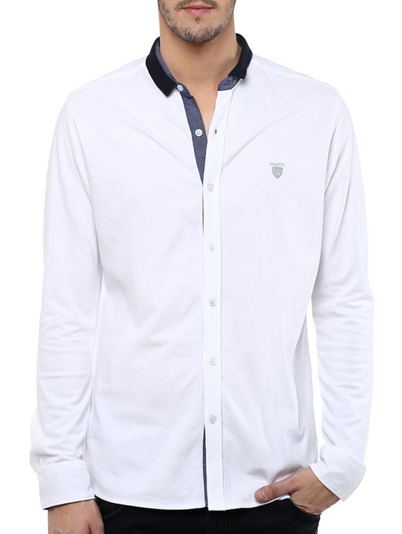 mufti mens white slim fit mid rise casual shirts - 11716568 - Zoom Image - 0