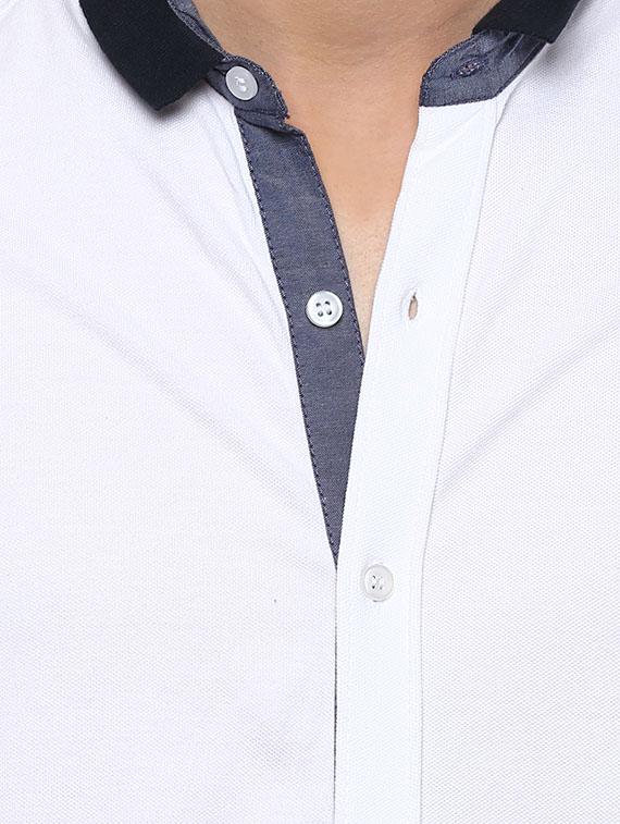 mufti mens white slim fit mid rise casual shirts - 11716568 - Standard Image - 3