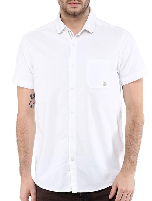 mufti mens white slim fit mid rise casual shirts - 11716570 - Standard Image - 0