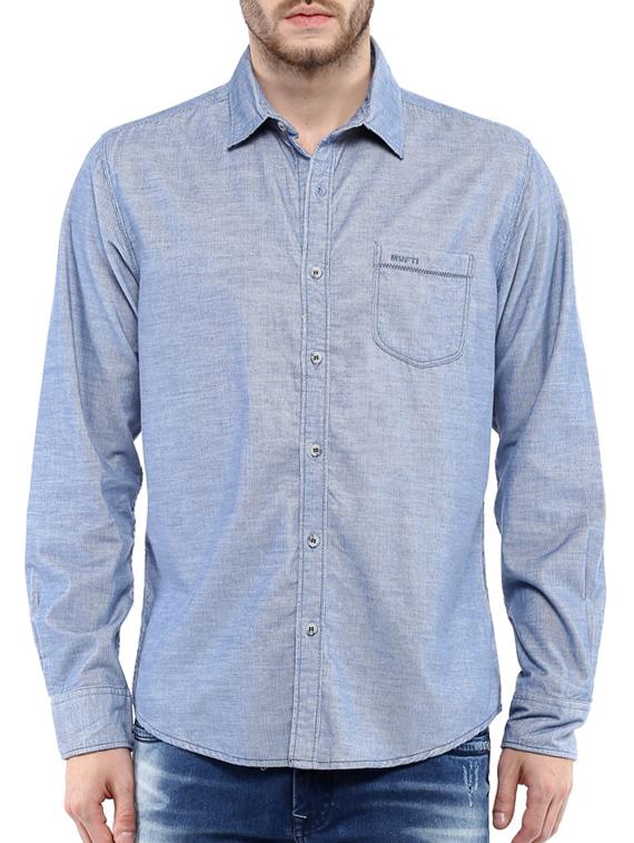 mufti mens sky slim fit mid rise casual shirts - 11716576 -  Zoom Image - 0