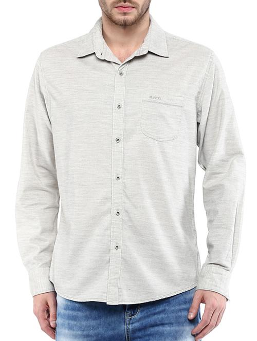 mufti mens ecru slim fit mid rise casual shirts - 11716577 -  Standard Image - 0