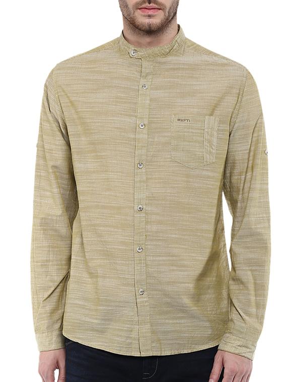 mufti mens khaki slim fit mid rise casual shirts - 11716578 -  Zoom Image - 0