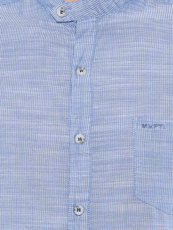 mufti mens blue slim fit mid rise casual shirts - 11716579 - Standard Image - 3