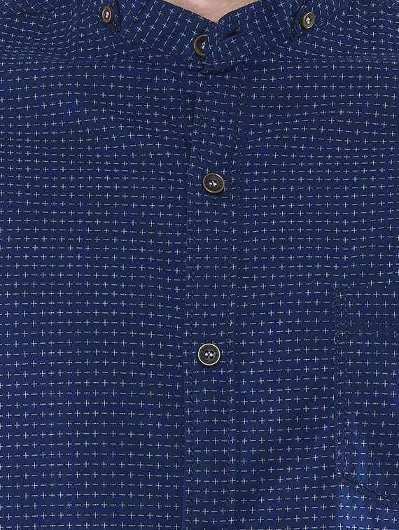 navy blue cotton casual shirt - 11716582 - Standard Image - 3