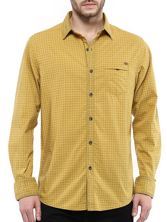mufti mens mustard slim fit mid rise casual shirts - 11716584 - Zoom Image - 0