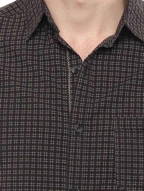 mufti mens brown slim fit mid rise casual shirts - 11716585 - Standard Image - 3