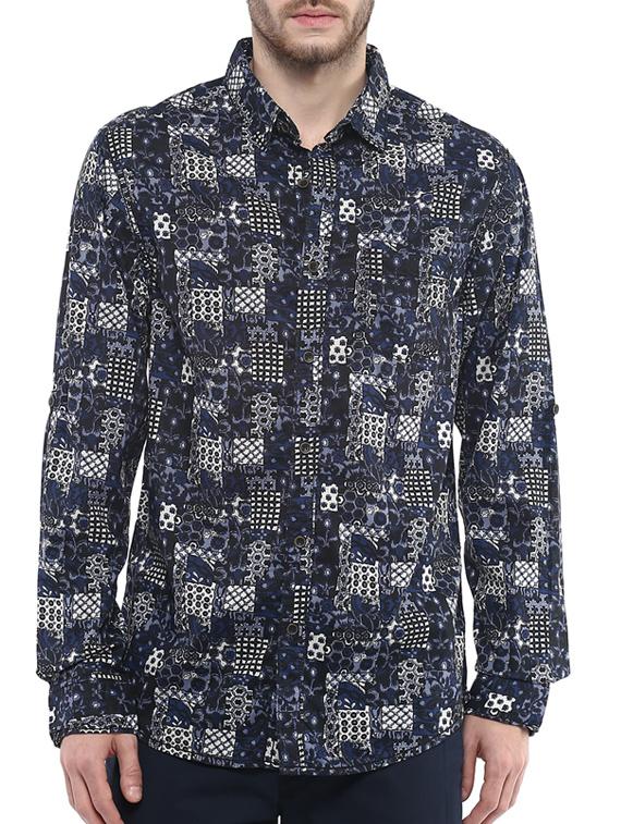 mufti mens blue slim fit mid rise casual shirts - 11716594 - Zoom Image - 0