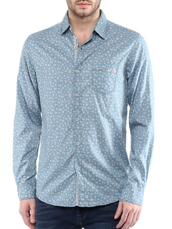 mufti mens blue slim fit mid rise casual shirts - 11716603 - Zoom Image - 0