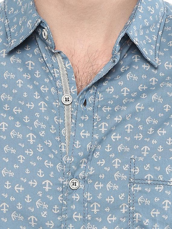 mufti mens blue slim fit mid rise casual shirts - 11716603 - Standard Image - 3