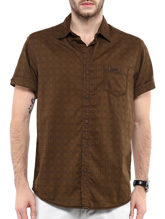 mufti mens brown slim fit mid rise casual shirts - 11716605 - Zoom Image - 0