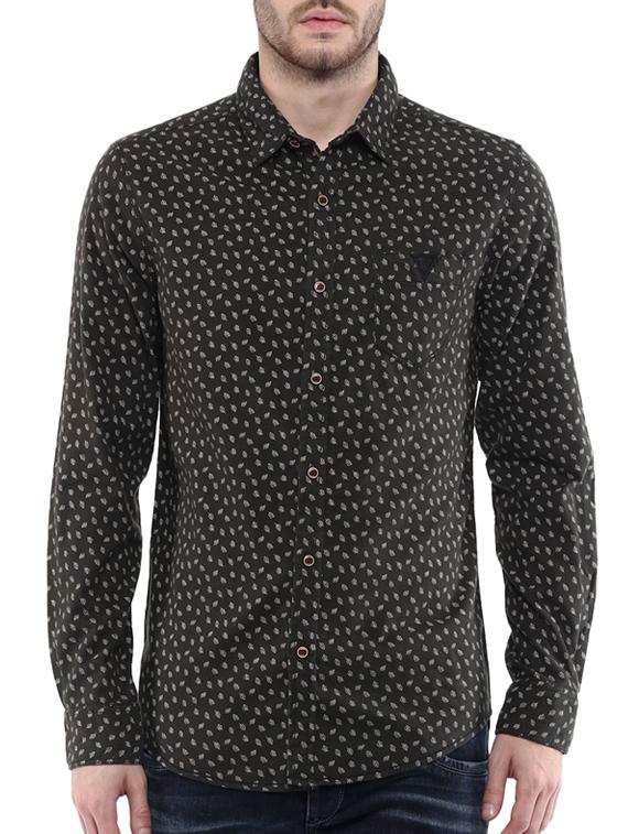 mufti mens olive slim fit mid rise casual shirts - 11716610 - Zoom Image - 0