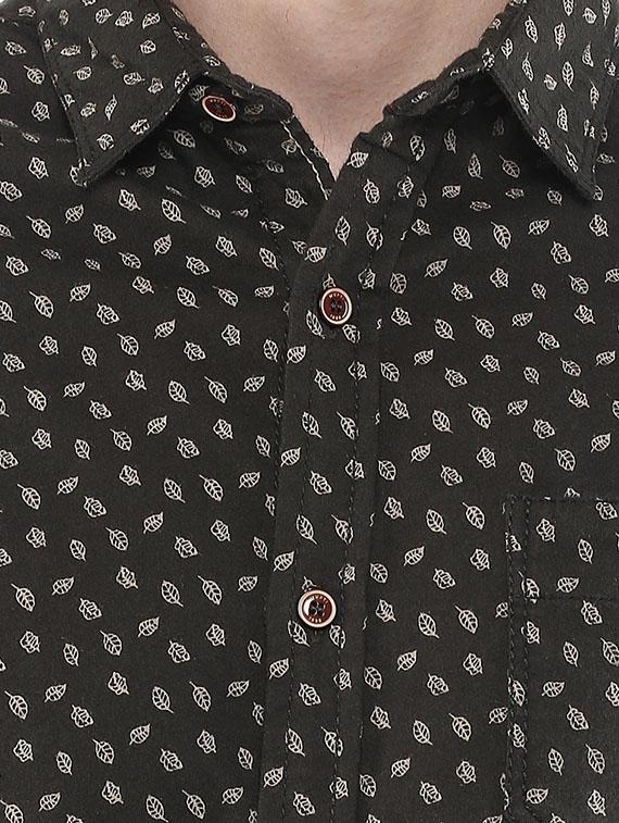 mufti mens olive slim fit mid rise casual shirts - 11716610 - Standard Image - 3