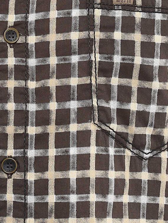 brown cotton check casual shirt - 11716614 - Standard Image - 3