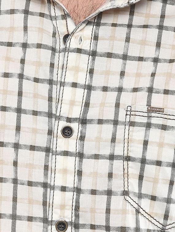 mufti mens cream slim fit mid rise casual shirts - 11716615 - Standard Image - 3