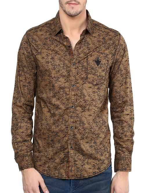 mufti mens brown slim fit mid rise casual shirts - 11716616 -  Standard Image - 0