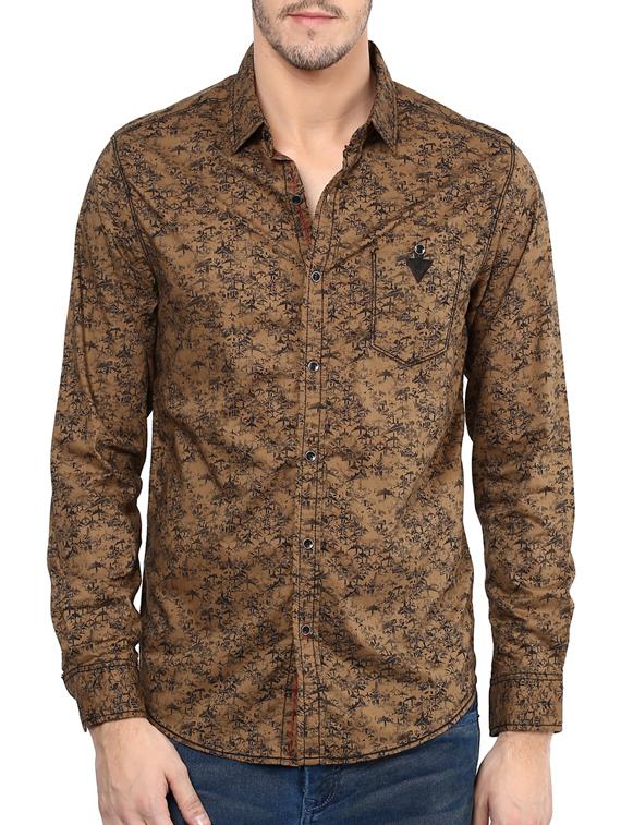 mufti mens brown slim fit mid rise casual shirts - 11716616 -  Zoom Image - 0