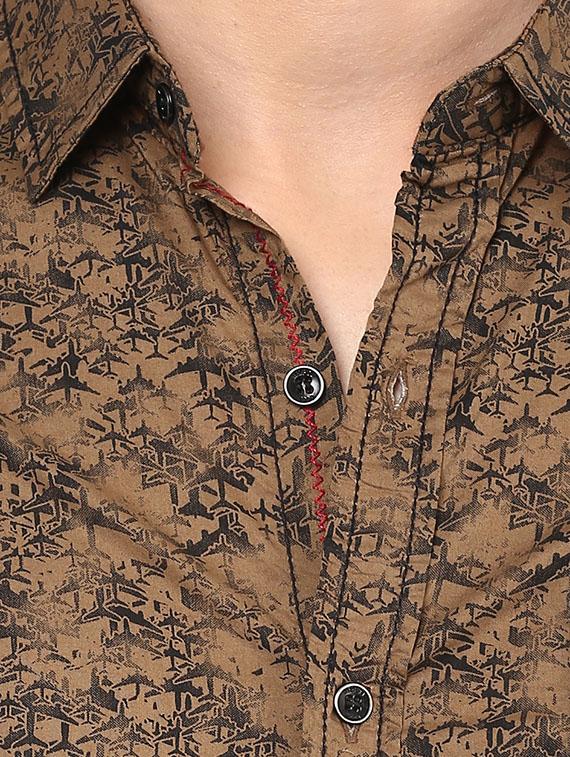 mufti mens brown slim fit mid rise casual shirts - 11716616 - Standard Image - 3