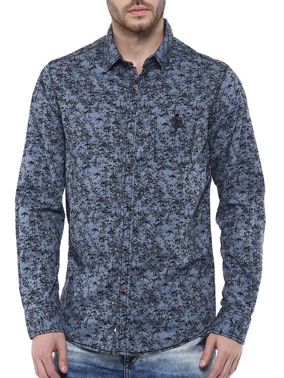 mufti mens blue slim fit mid rise casual shirts - 11716617 -  Zoom Image - 0