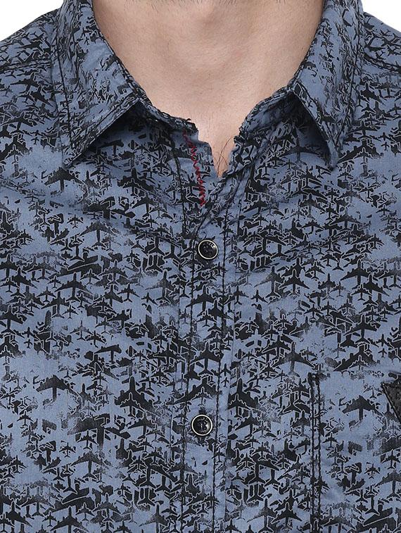 mufti mens blue slim fit mid rise casual shirts - 11716617 - Standard Image - 3