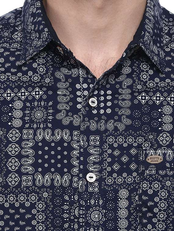 navy blue cotton casual shirt - 11716623 - Standard Image - 3