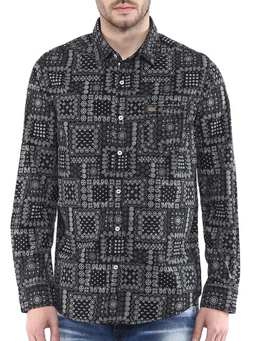 mufti mens black slim fit mid rise casual shirts - 11716624 -  Standard Image - 0
