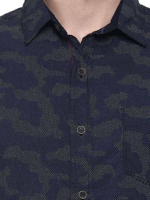 navy blue cotton casual shirt - 11716640 - Standard Image - 3