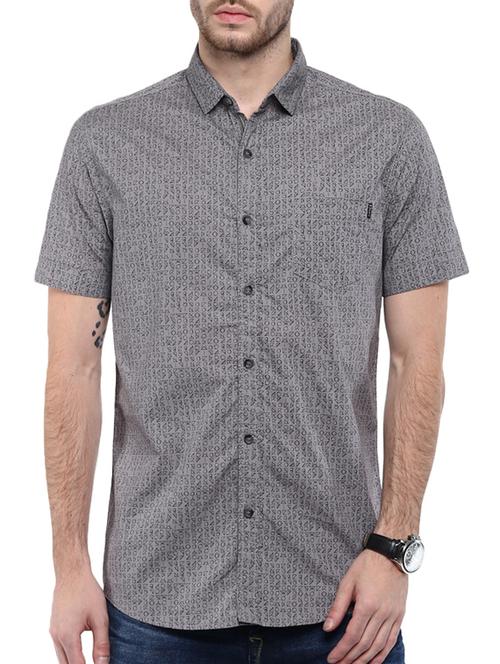 mufti mens grey slim fit mid rise casual shirts - 11716642 -  Standard Image - 0