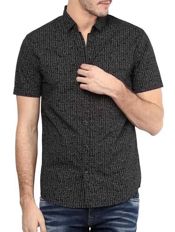 mufti mens black slim fit mid rise casual shirts - 11716643 -  Zoom Image - 0