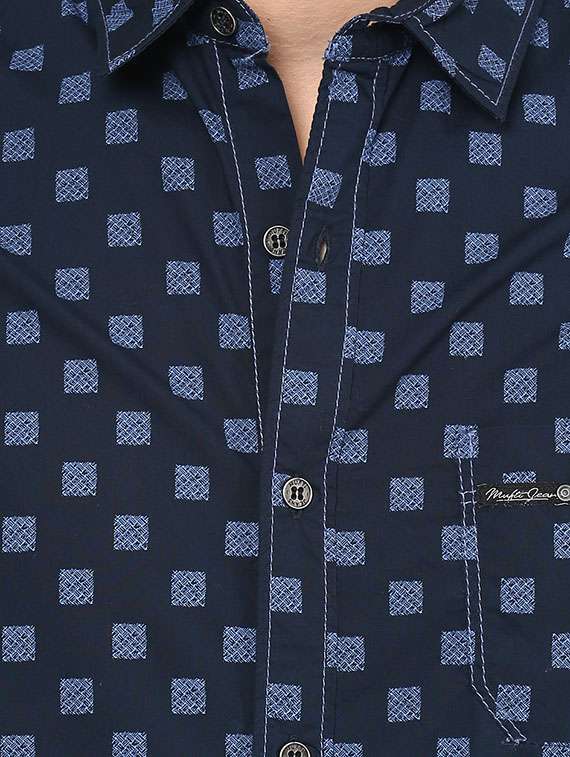 navy blue cotton casual shirt - 11716644 - Standard Image - 3
