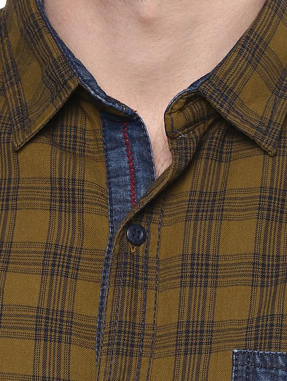 mufti mens khaki slim fit mid rise casual shirts - 11716655 - Standard Image - 3