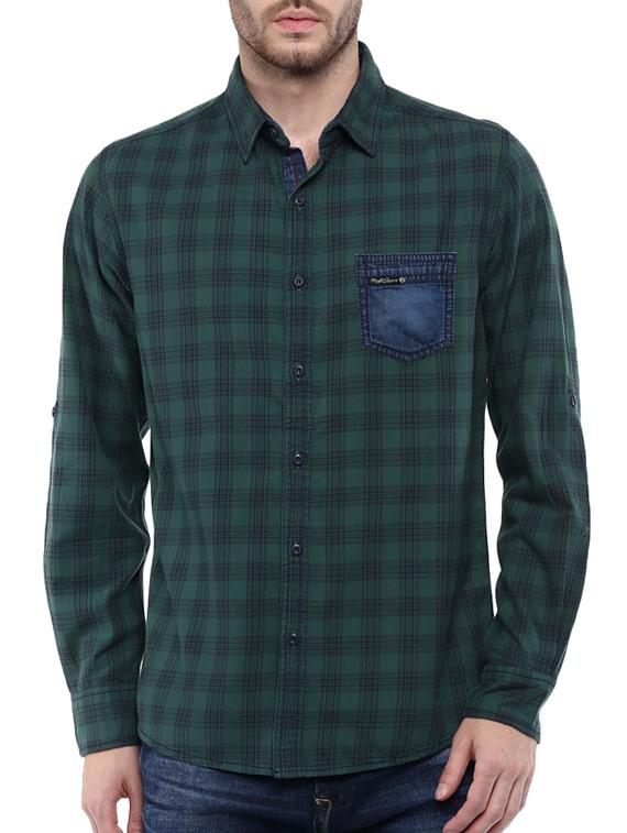 mufti mens green slim fit mid rise casual shirts - 11716656 -  Zoom Image - 0
