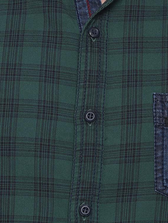 mufti mens green slim fit mid rise casual shirts - 11716656 - Standard Image - 3