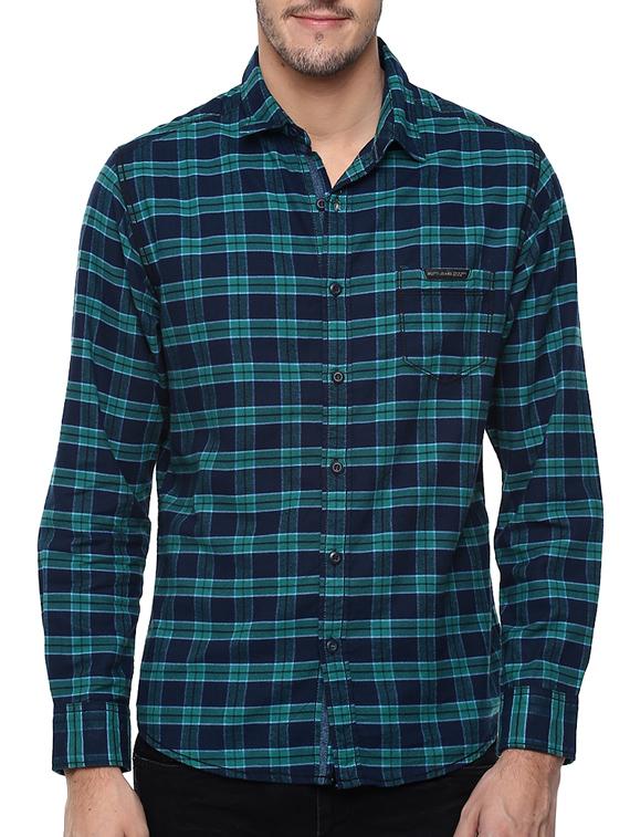 mufti mens green slim fit mid rise casual shirts - 11716660 - Zoom Image - 0
