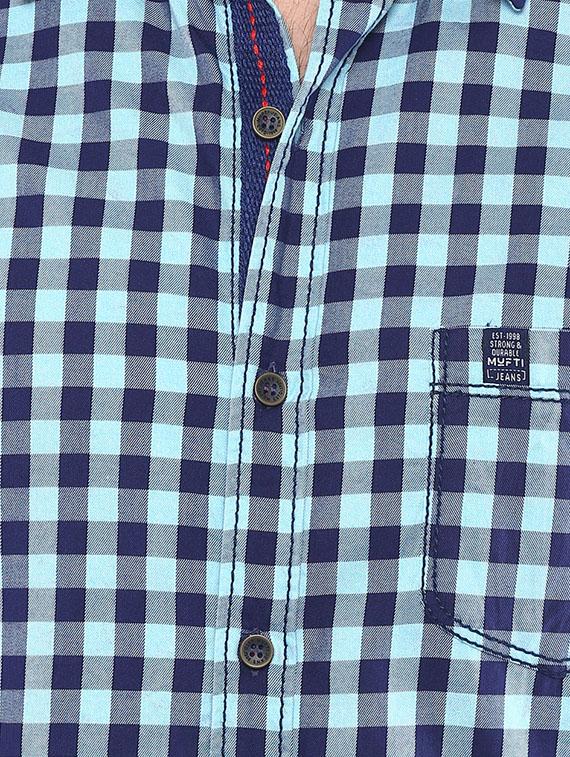 mufti mens turqouise slim fit mid rise casual shirts - 11716662 - Standard Image - 3