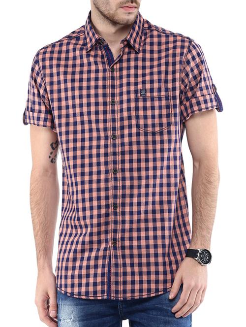 mufti mens peach slim fit mid rise casual shirts - 11716663 -  Standard Image - 0