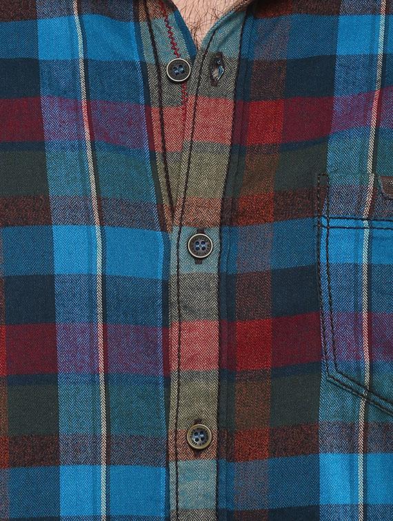 mufti mens turqouise slim fit mid rise casual shirts - 11716664 - Standard Image - 3