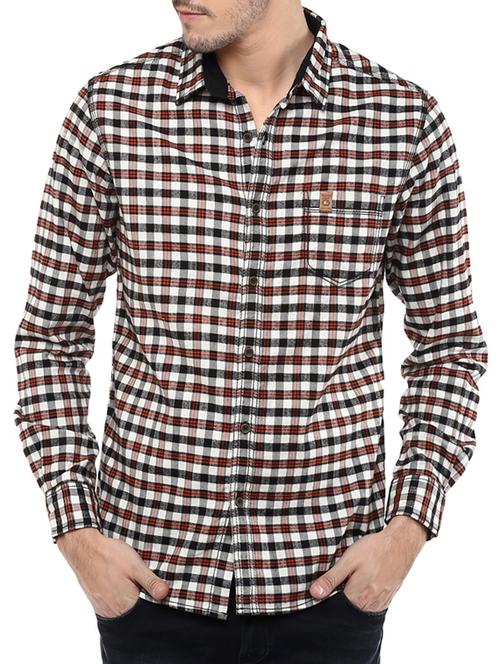mufti mens rust slim fit mid rise casual shirts - 11716678 - Standard Image - 0